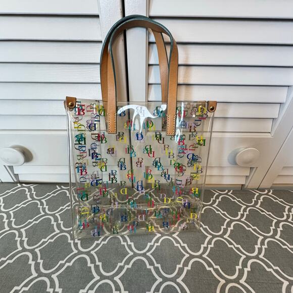 Vtg. Dooney & Bourke Signature Small Clear Lunch Mini Tote Bag Leather — Rainbow - Picture 7 of 9